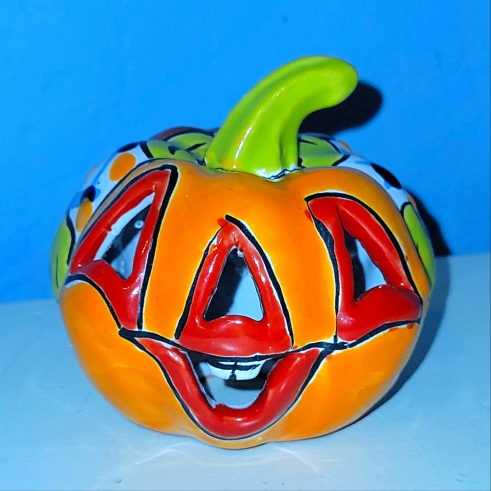 Smiling Talavera Jack-o-Lantern Pumpkin
